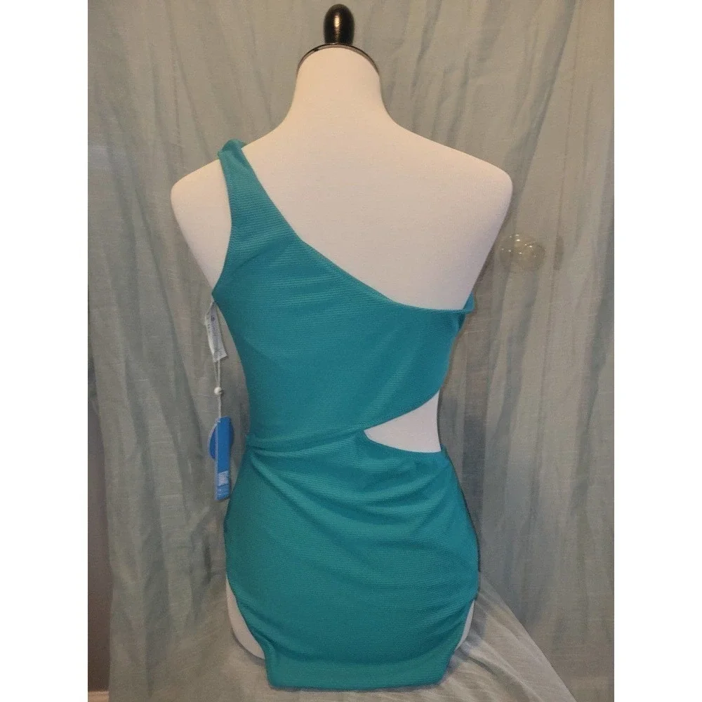 NWT Teal one piece, one shoulder Swimsuit, XL